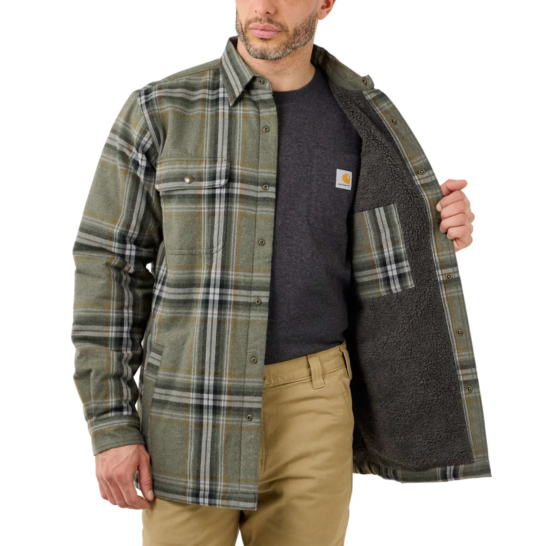CARHARTT® Flannel Sherpa Lined Shirt Jac, Basil