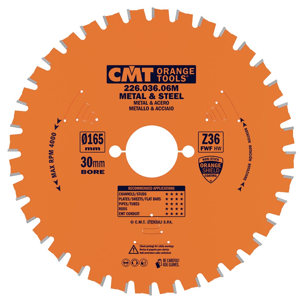 CMT Dry Cut sågklinga HW (HM) 165x1,6/1,2x30  Z=36 FWF,  rek. 4000 v/min
