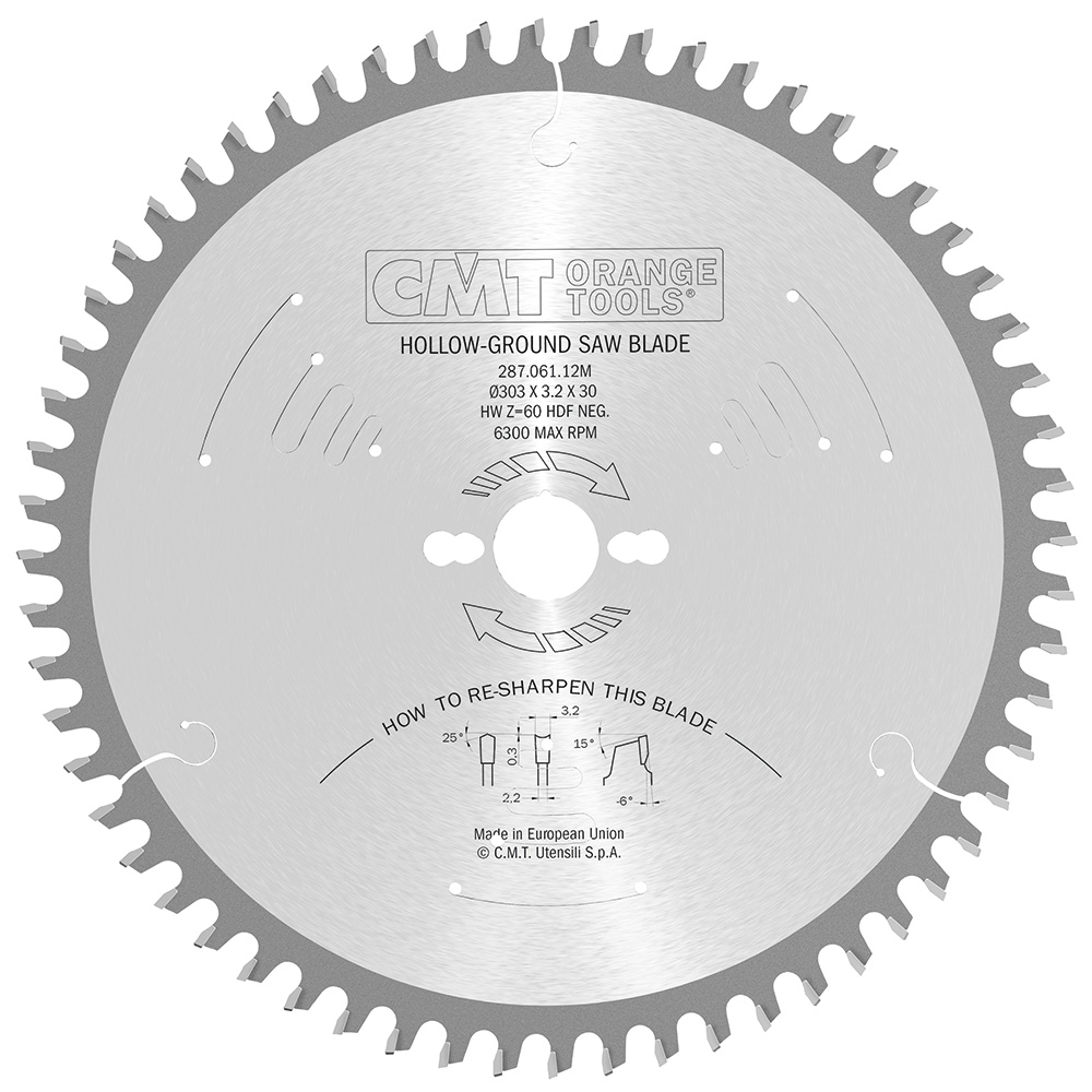 CMT Kap- & Justersågklinga HW  (N6EAXH16) 303x3,2/2,2x30 Z60 NEG. skålslipad, PH kombi3