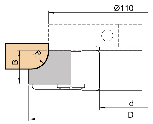Frezite Radiefräskropp e x k l. skär, stålkropp, R8/R10 Ø132,5 / Ø110 x 20 x Ø30 Z=3 MAN