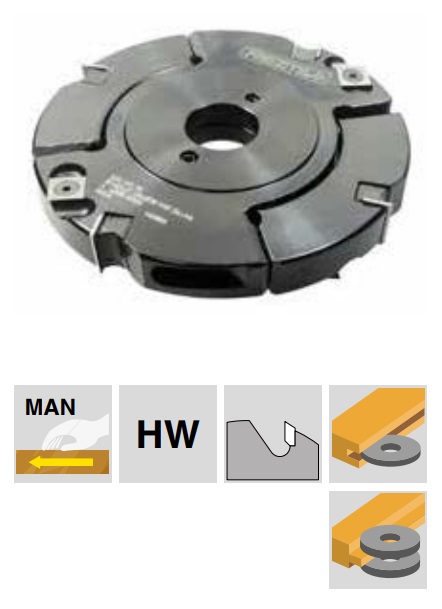 Frezite Falfräs ställbar 2-delad HW vändskär, stålkr., inkl ringar Ø160 x 16-30 x Ø30 Z=4+V4 MAN, Tmax = 38