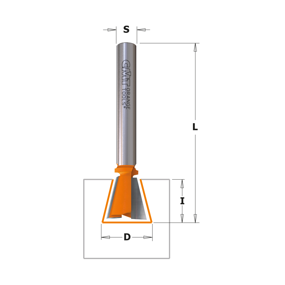 CMT Sinkfräs HW Z=2 D14,2 I9,5 L50,8 S6,35 14°