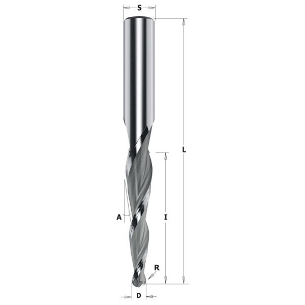 CMT Spiralfräs konisk slät HW solid, Z=3, 