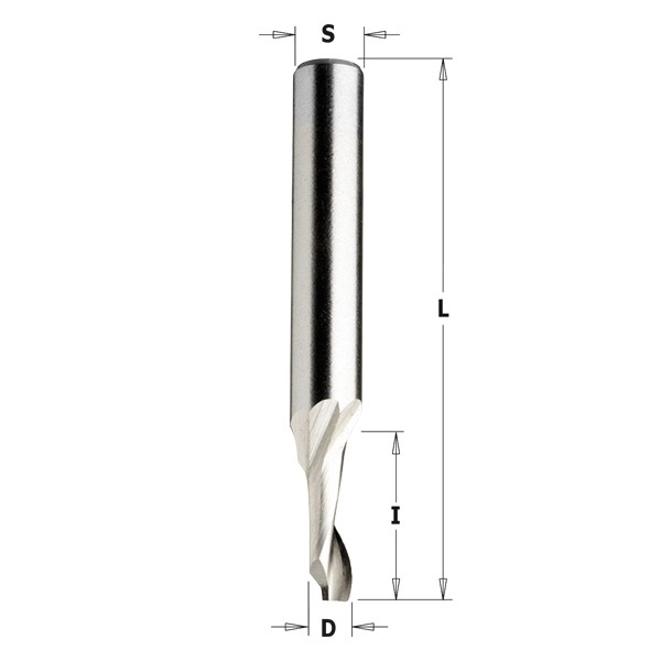 CMT Spiralfräs för aluminium, HSS 5% Co Ø3x12/60  S=8,0,  Z=1,  positiv,  RH