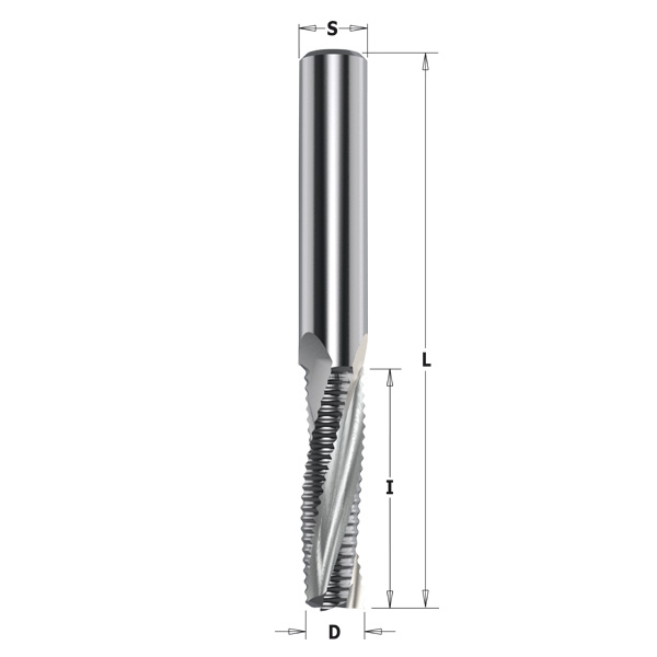 CMT Spiralfräs skrubb HW solid,  Z=3 Ø10x42/90 RH, positiv UpCut