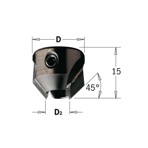 CMT Påsticksförsänkare HW, 4-flute Ø10,0 / Ø20, L=15,  Z=2,  LH