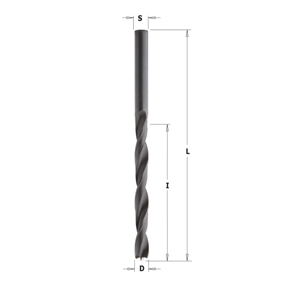 CMT Träspiralborr centrumspets D2,5 S2,5 I30 L57 RH