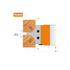 CMT Profilskär HW 45x34,5x2 (1 par) för fräs 694.004, R15+R20