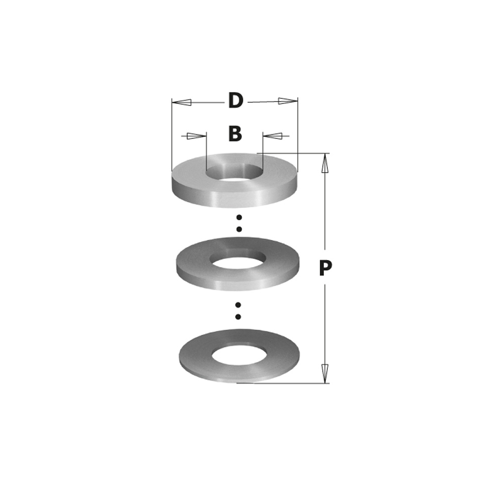 CMT Mellanläggsringar Ø55 x 9 x Ø35 sats 12 ringar 0,1-0,5-1,0 2 st,  0,2 4 st,  2,0 1st, 3,0 1 st