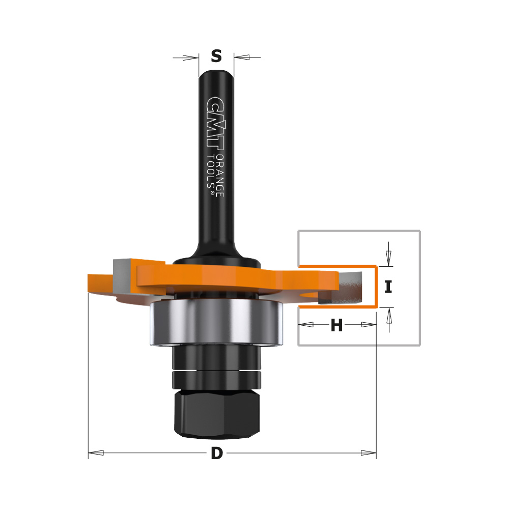 CMT Skivnotfräs m kullager HW  Z3 Ø47,6x2,0,  H=12,8, S=8,0 RH