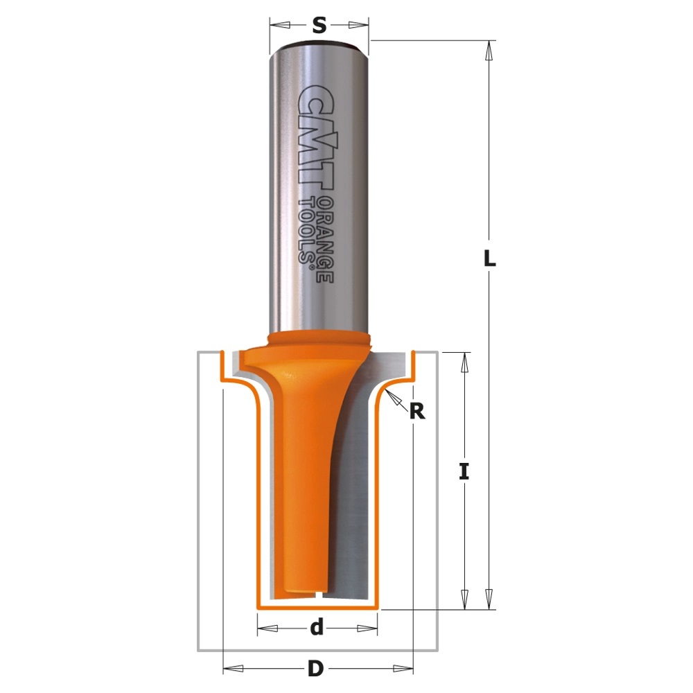 CMT Radie- & kantfräs HW  Z=2  profil C Ø22/Ø12,7x31,7/69,8  S=12,0  R=3,2