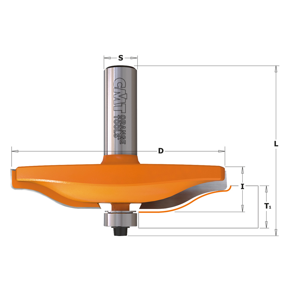 CMT Frisfräs HW Z=2 med kullager Profil A3, Ø47,6x9,5/58,1  S=8,0,  T1=12,7-15
